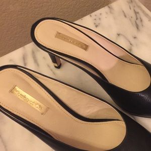 Black leather mules brand new